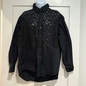Gap “The Big Shirt” black lace button-down